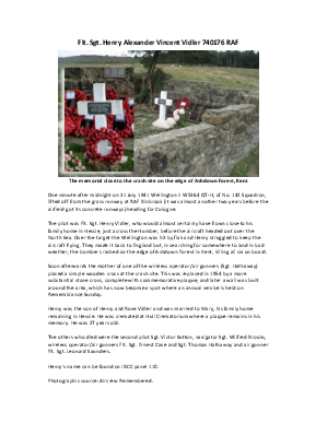 A preview of a PDF biography for Vidler, Henry Alexander Vincent